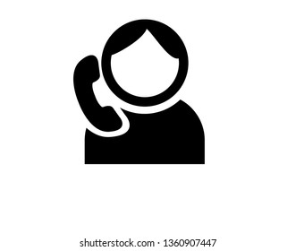 Telephone User Icon Vector with Service Person Profile Avatar for Contact Support in Glyph Pictogram Symbol illustration - Vector 