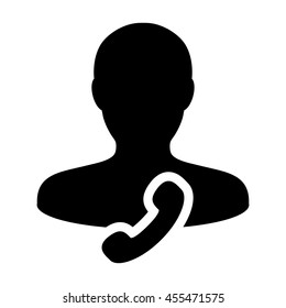 Telephone User Icon Vector with Service Person Profile Avatar for Contact Support in Glyph Pictogram Symbol illustration