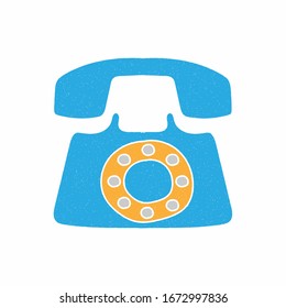 diseño de vector telefónico. estilo digital dibujado a mano. textura de grano
