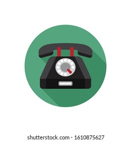 Telephone vector flat icon with long shadow