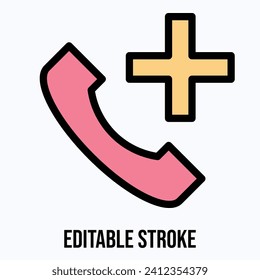 Telephone  Vector Icon, Add Call Vector Icon.