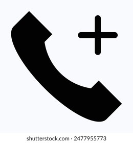 Telephone Vector Icon, Add Call Vector Icon. Isolated Silhouette Vector Icon.