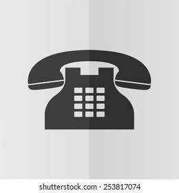 Telephone vector icon. Effect of folded paper. Flat design