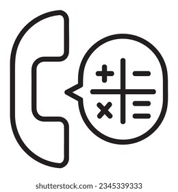Telefonische Vektorsymbol, Linealer Stil, einzeln auf schwarz-weißem Hintergrund.