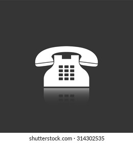 telephone vector icon with mirror reflection