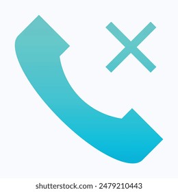Telephone Vector Icon, No Call Vector Icon. Cancel, Isolated Gradient Vector Icon.