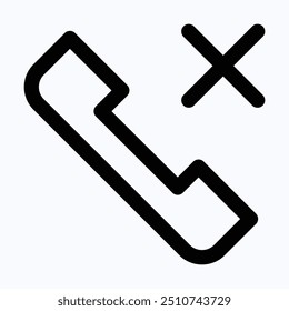Telephone Vector Icon, No Call Vector Icon. Cancel, User Interface, User Experience, Isolated Lineal Vector Icon.