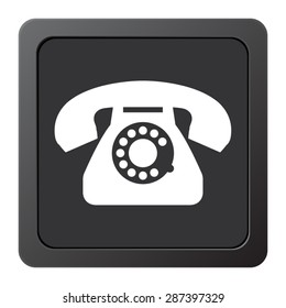telephone  - vector icon, on a grey button