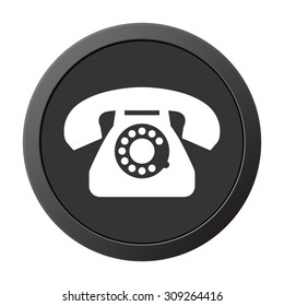 telephone  - vector icon, on a grey button