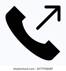 Telephone Vector Icon, Outgoing Call Vector Icon. Isolated Silhouette Vector Icon.