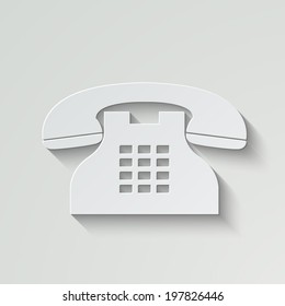 telephone vector icon - paper illustration with shadow on light background