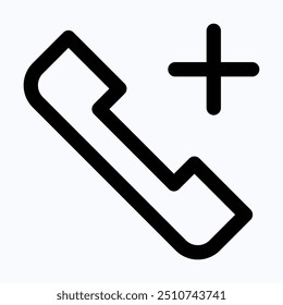 Telephone Vector Icon, Phone Call, Add Call Vector Icon, User Interface, User Experience, Isolated Lineal Vector Icon.