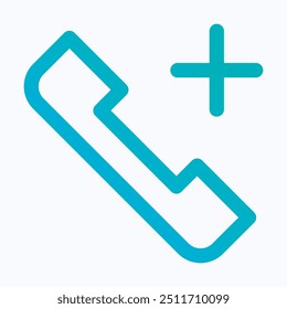 Telephone Vector Icon, Phone Call, Add Call Vector Icon, User Interface, User Experience, Isolated Lineal Gradient Icon.