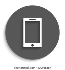  telephone - vector icon with shadow on a round grey button