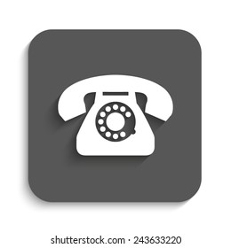 telephone - vector icon with shadow on a grey button