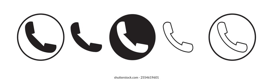 telephone vector icon and symbol, call icon, simple black and white call icon, calling icon,  vector illustration on transparent background