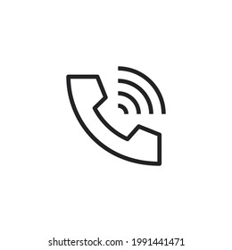 Telefon-Vektorsymbol für Website und mobile App. EPS10. Telefon mit Wellen Symbol Symbol. Telefon-Rufzeichen-Vektorgrafik aus Interface-Konzept. Dünne Illustration von Telefonklingeln. Fernsprechlineal