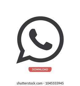 Telephone Vector Icon, Whatsapp Logo Symbol. 