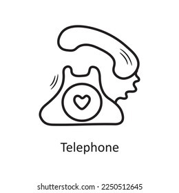 Telephone vector outline hand draw Icon design illustration. Valentine Symbol on White background EPS 10 File