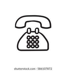 Icono de esbozo del vector del teléfono aislado en el fondo. Icono de teléfono dibujado a mano. Icono de esbozo telefónico para infografía, sitio web o aplicación.