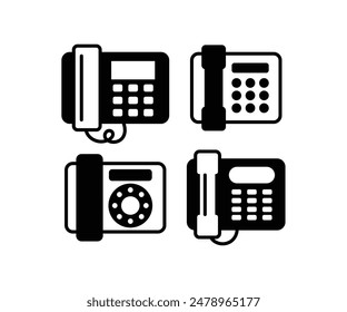 telephone vintage retro classic office icons symbol vector design simple black white color illustration sets