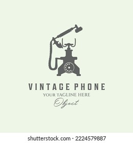 telephone vintage retro minimalist design illustration logo design or phone minimalist design vintage