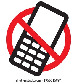 Telephone warning stop sign icon. Push button phone turn off. Vector Illustration