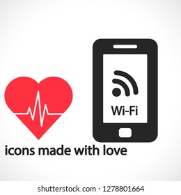 Telephone and Wi fi  vector icon 