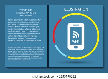 Icono de vector de telefonía y WiFi , lorem ipsum Diseño plano