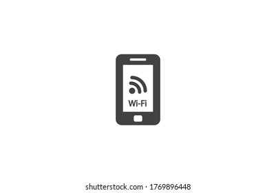Telefon- und Wi-Fi-Vektorsymbol, lorem ipsum Flaches Design