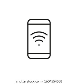 TELEPHONE, WIFI Simple linear icon on white background, signboard. Distribution. Telephone.