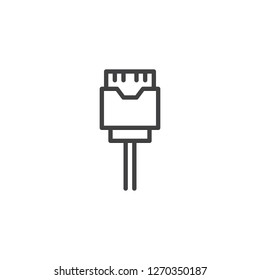 Telephone wire outline icon. linear style sign for mobile concept and web design. Phone cable connector simple line vector icon. Symbol, logo illustration. Pixel perfect vector graphics