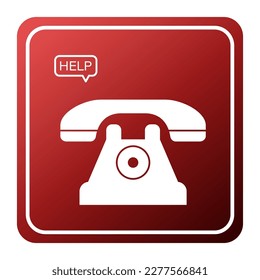 Telephone with word HELP on white background