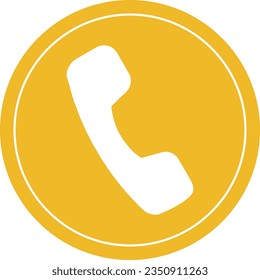 telephone-call icon yellow and white vector.eps