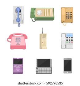 Telephones vintage vector icons.