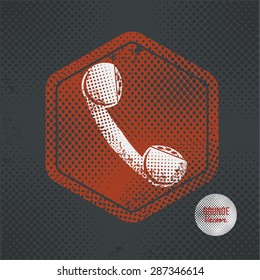 Telephone,stamp design on old dark background,grunge concept,vector