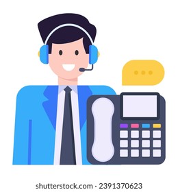 A telephonic chat in flat icon denoting helpline