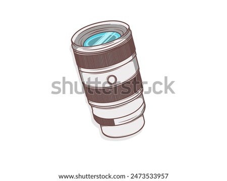 Telephoto lens camera vector icon illustration. Camera lens icon concept white isolated
