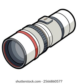 Telephoto Lens flat vector illustration white background