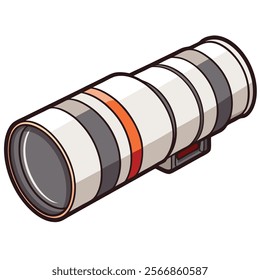 Telephoto Lens flat vector illustration white background