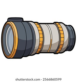 Telephoto Lens flat vector illustration white background