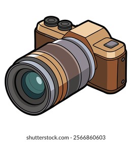 Telephoto Lens flat vector illustration white background