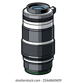 Telephoto Lens flat vector illustration white background