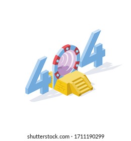 Teleport Portal 404 page abstract. Vector 3d isometric, color web icon, new flat style. Creative illustration design, isolated graphic idea for infographics.