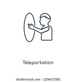 Teleportation concept line icon. Linear Teleportation concept outline symbol design. This simple element illustration can be used for web and mobile UI/UX.