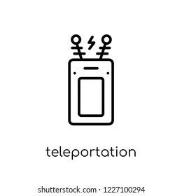 teleportation icon. Trendy modern flat linear vector teleportation icon on white background from thin line Artificial Intelligence, Future Technology collection, outline vector illustration