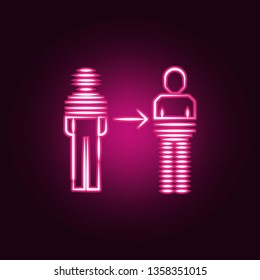 Teleportation neon icon. Elements of Mad science set. Simple icon for websites, web design, mobile app, info graphics