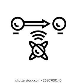 teleportation quantum computer line icon vector. teleportation quantum computer sign. isolated contour symbol black illustration