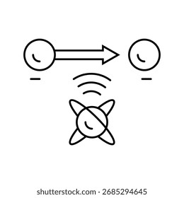 vetor de ícone de linha de computador quântico teletransporte. sinal de computador quântico teletransporte. símbolo de contorno isolado ilustração em preto