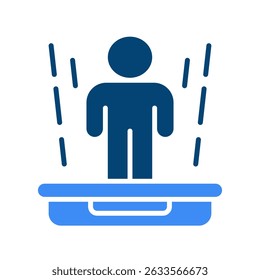 Teleportation Vector for Sci-Fi Travel and Future Transportation. Human transfer icon, instant travel idea, futuristic movement concept